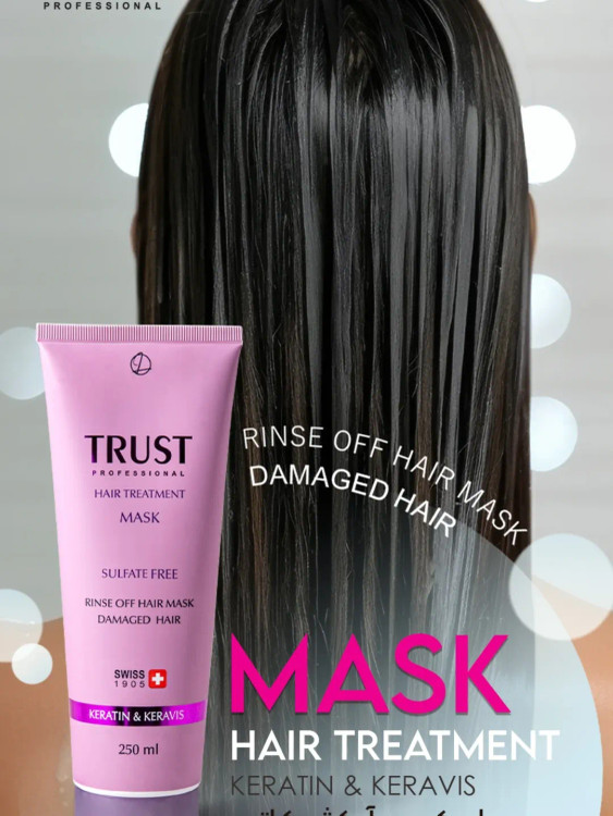 ماسک موی آبکشی کراتین تراست ۲۵۰ میل — ترمیم و تقویت موهای آسیبدیده، مناسب موهای خشک و شکننده