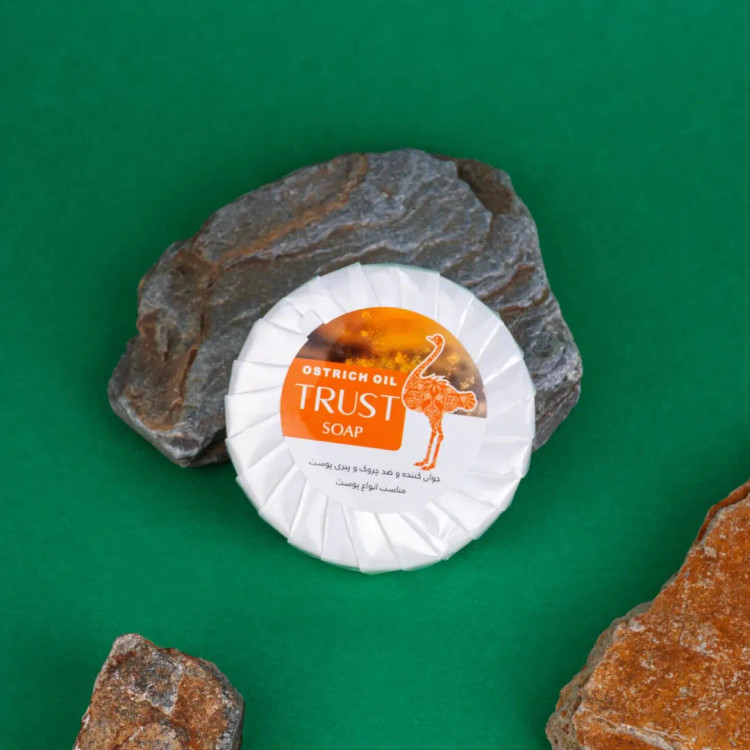 صابون عصاره روغن شترمرغ تراست ۷۵ گرم — پاککننده و تغذیهکننده پوست، مناسب انواع پوست