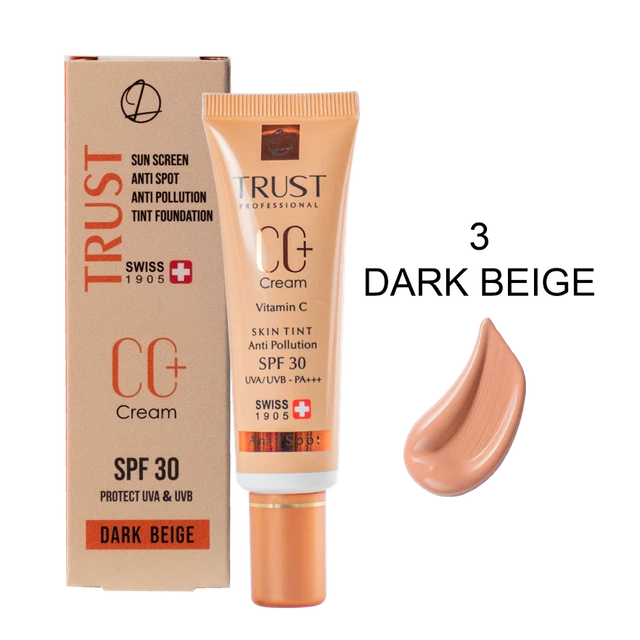 سی سی کرم پلاس شماره ۳ (بژ تیره) تراست ۳۰ میل — پوشاننده و طبیعیکننده رنگ پوست