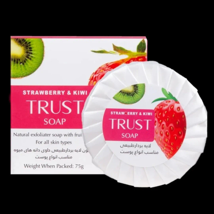 صابون توت فرنگی تراست ۷۵ میل — نرمکننده و پاککننده ملایم پوست
